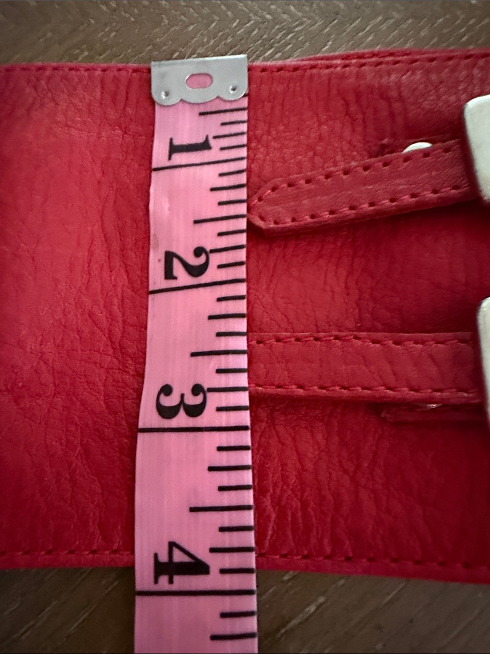 Wide Red Leather Buckle Waist Belt - Picture 6 of 6